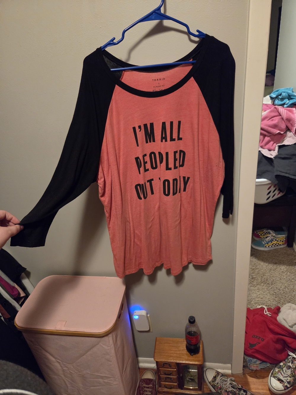 Torrid Coral and Black Raglan Graphic Tee - Picture 2 of 5